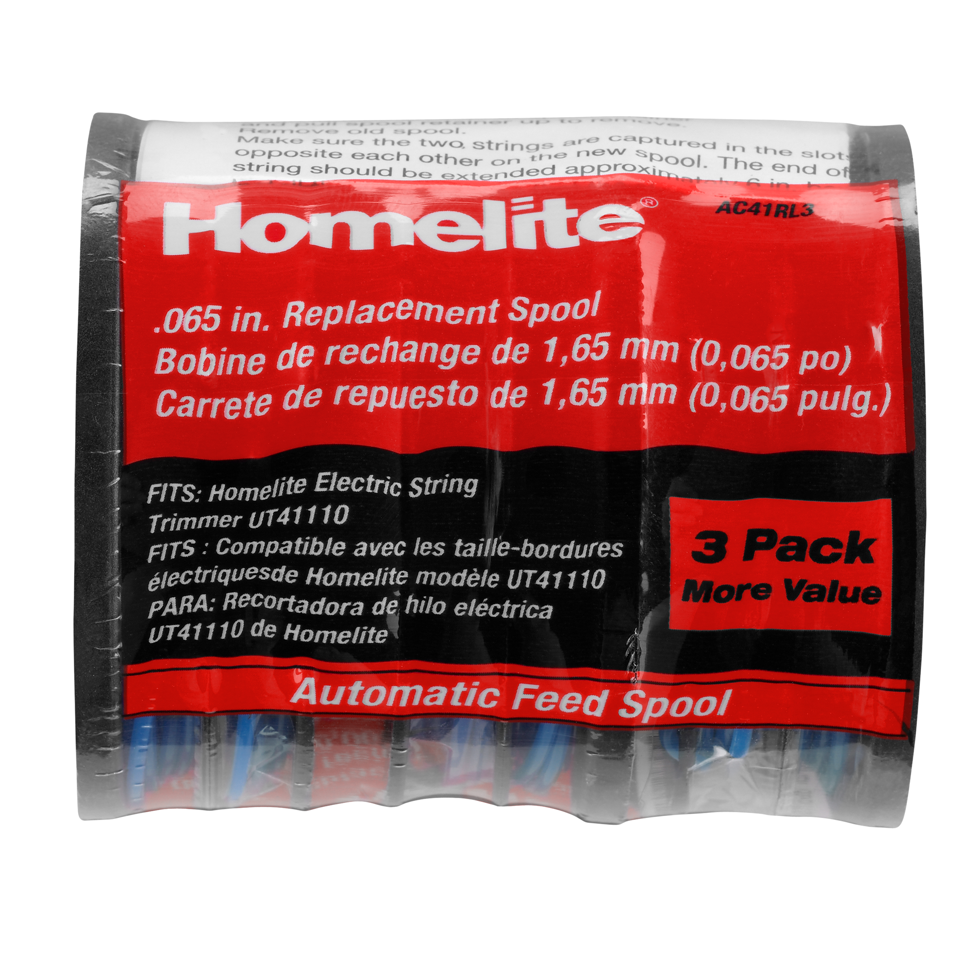 Electric String Trimmer Dual 0.65" Line & Spool (3-Pack)